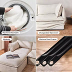 Canapé d'angle modulable et lavable 5 places Anabei + Ottomane | Assise Memorix+ & Oreiller Contour