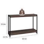 Console de ferme 40 po avec 2 tablettes, table de canapé et d'entrée à lattes grises