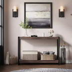 Console de ferme 40 po avec 2 tablettes, table de canapé et d'entrée à lattes grises
