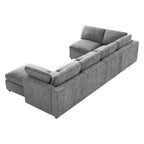 Whisen Canapé modulable 129 places en forme de U, en chenille, avec ottoman, canapé-lit convertible, mousse haute densité