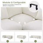 Whisen Canapé modulable 129 places en forme de U, en chenille, avec ottoman, canapé-lit convertible, mousse haute densité