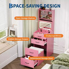 Coiffeuse compacte, Coiffeuse de maquillage avec miroir, Ensemble de coiffeuse, Petite coiffeuse et chaise de rangement pour filles