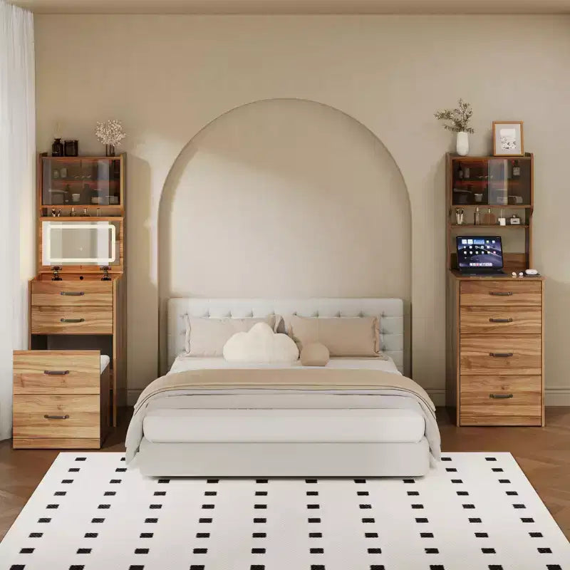 Coiffeuse compacte, Coiffeuse de maquillage avec miroir, Ensemble de coiffeuse, Petite coiffeuse et chaise de rangement pour filles
