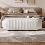 Christopher Knight Home Jyoti Pouf moderne en bois rembourré en bouclette de forme ovale