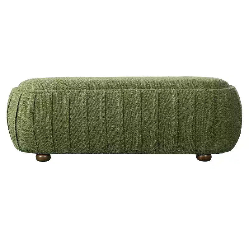 Christopher Knight Home Jyoti Pouf moderne en bois rembourré en bouclette de forme ovale