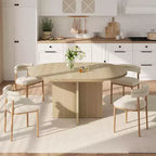 Table à manger extensible élégante, se transforme de ronde à ovale (43,3-59), peut accueillir confortablement 4 à 8 personnes