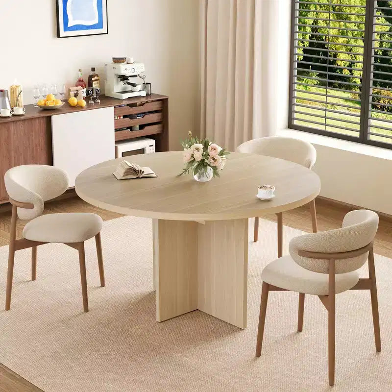 Table à manger extensible élégante, se transforme de ronde à ovale (43,3-59), peut accueillir confortablement 4 à 8 personnes