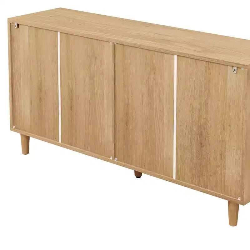 JVNOXK Armoire de Rangement en Rotin à 6 Tiroirs de 150 cm avec Glissières de Tiroir Blanches, Convient aux Chambres, Offre un Espace de Rangement, Naturel