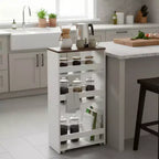 Chariot de Rangement Roulant FurnitureR, Chariots de Service sur Roues, Chariot de Cuisine à 4 Niveaux avec Poignée, Chariot de Rangement Étroit de 20 cm de Large pour Salle de Bain et Buanderie