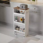 Chariot de Rangement Roulant FurnitureR, Chariots de Service sur Roues, Chariot de Cuisine à 4 Niveaux avec Poignée, Chariot de Rangement Étroit de 20 cm de Large pour Salle de Bain et Buanderie