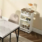 Chariot de Rangement Roulant FurnitureR, Chariots de Service sur Roues, Chariot de Cuisine à 4 Niveaux avec Poignée, Chariot de Rangement Étroit de 20 cm de Large pour Salle de Bain et Buanderie