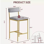 Lot de 4 tabourets de bar modernes – Tabourets de comptoir confortables avec dossier et repose-pieds, siège extra-large, pour îlots de cuisine et salles à manger, montage facile