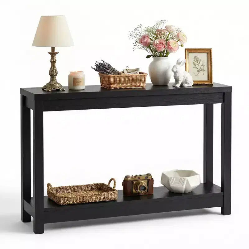 Besiost Table Console de 119 cm avec étagère de rangement, Table d'entrée étroite derrière le canapé