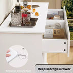 Commode à 8 tiroirs pour chambre à coucher, commode spacieuse avec rangement profond, commode double horizontale en bois avec grand plateau pour salon