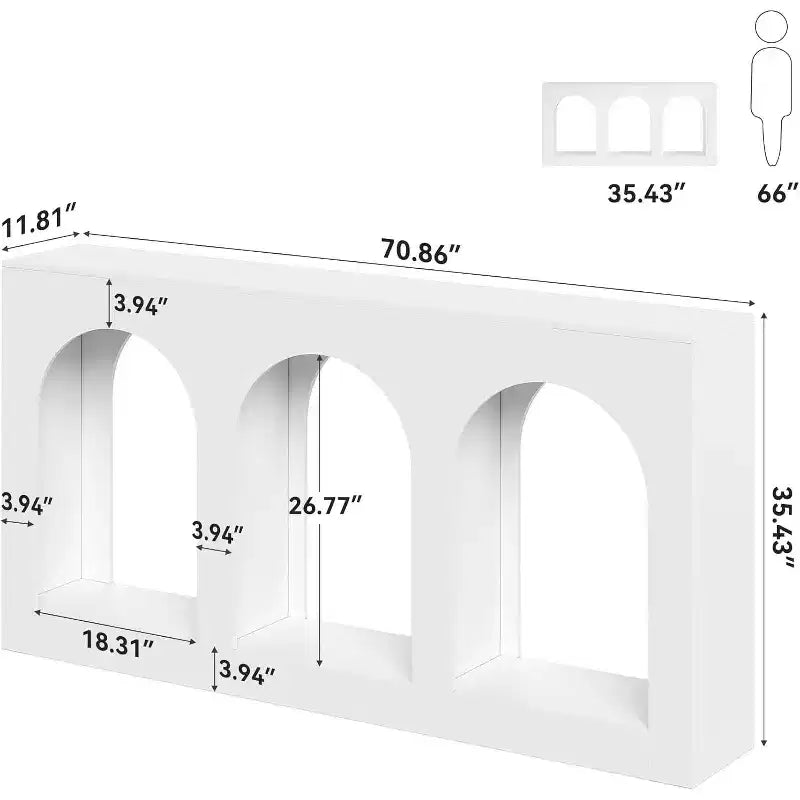 Lantine Console étroite moderne blanche de 180 cm pour entrée, salon, couloir, derrière un canapé, foyer, porte d'entrée.