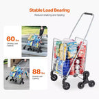 Chariot de rangement d'escalier VIYET 45L, roues pivotantes à 360°, roues triples, chariot utilitaire léger pliable pour la lessive et les voyages, argent