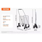 Chariot de rangement d'escalier VIYET 45L, roues pivotantes à 360°, roues triples, chariot utilitaire léger pliable pour la lessive et les voyages, argent