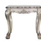 Table d'appoint carrée HomeRoots 24 Vintage Bone White en bois massif et polyrésine