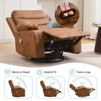 Fauteuil inclinable à bascule avec massage et chaleur, canapé pivotant en cuir PU avec porte-gobelet et poches pour salon, chambre et crèche
