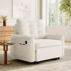 Fauteuil d'appoint moderne avec chaise longue gigogne, fauteuil-lit 3-en-1, lit de canapé simple pour salon, appartement ou bureau-Panipeachy
