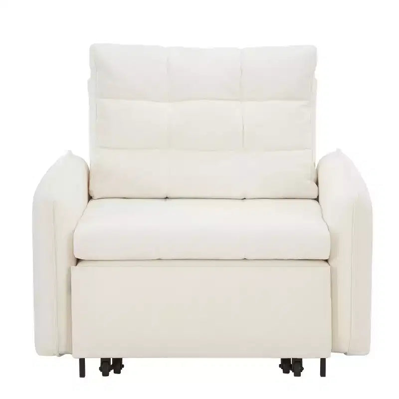Fauteuil d'appoint moderne avec chaise longue gigogne, fauteuil-lit 3-en-1, lit de canapé simple pour salon, appartement ou bureau-Panipeachy