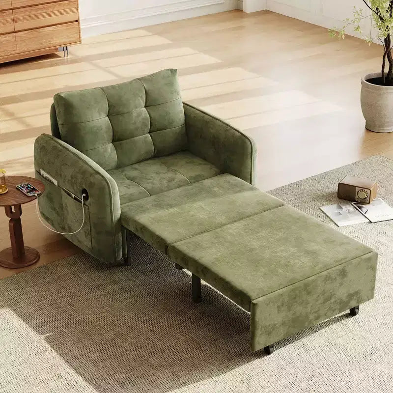 Fauteuil d'appoint moderne avec chaise longue gigogne, fauteuil-lit 3-en-1, lit de canapé simple pour salon, appartement ou bureau-Panipeachy