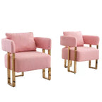 Lot de 2 fauteuils d'appoint modernes Zeus et Ruta avec revêtement en molleton doux et pieds en métal doré