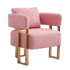 Lot de 2 fauteuils d'appoint modernes Zeus et Ruta avec revêtement en molleton doux et pieds en métal doré