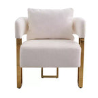 Lot de 2 fauteuils d'appoint modernes Zeus et Ruta avec revêtement en molleton doux et pieds en métal doré