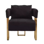 Lot de 2 fauteuils d'appoint modernes Zeus et Ruta avec revêtement en molleton doux et pieds en métal doré