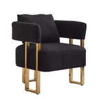 Lot de 2 fauteuils d'appoint modernes Zeus et Ruta avec revêtement en molleton doux et pieds en métal doré