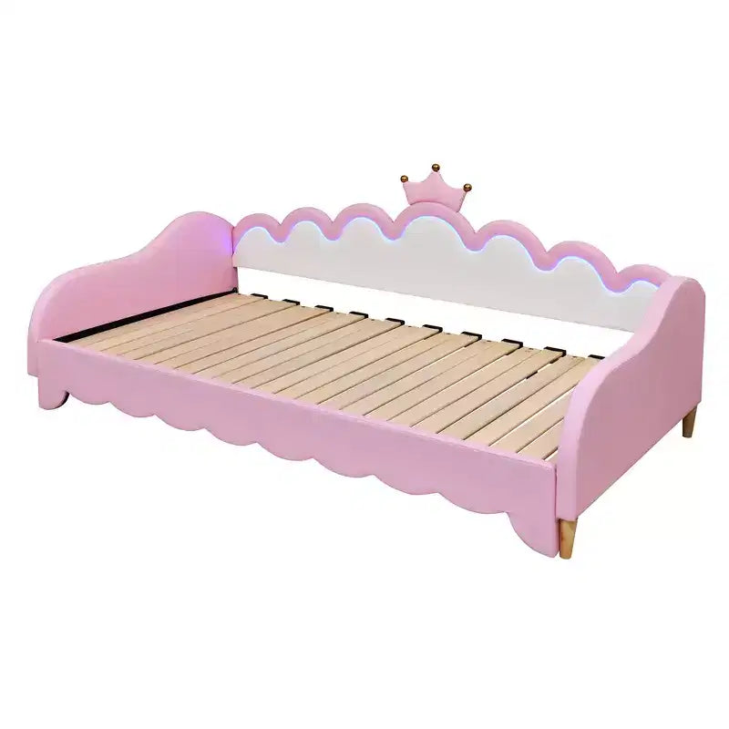 Lit de repos double extensible Whisen, lit de repos princesse moderne rembourré avec tête de lit couronne