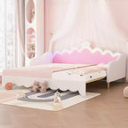 Lit de repos double extensible Whisen, lit de repos princesse moderne rembourré avec tête de lit couronne
