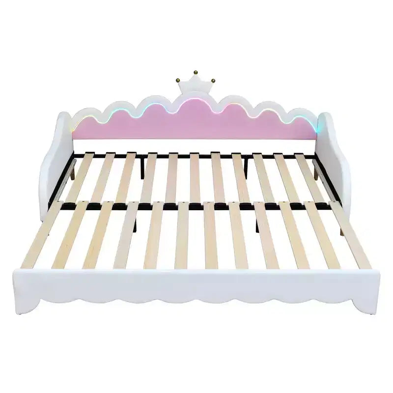 Lit de repos double extensible Whisen, lit de repos princesse moderne rembourré avec tête de lit couronne