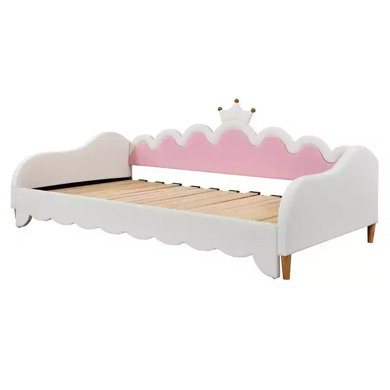 Lit de repos double extensible Whisen, lit de repos princesse moderne rembourré avec tête de lit couronne