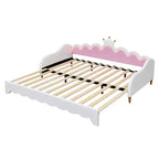 Lit de repos double extensible Whisen, lit de repos princesse moderne rembourré avec tête de lit couronne