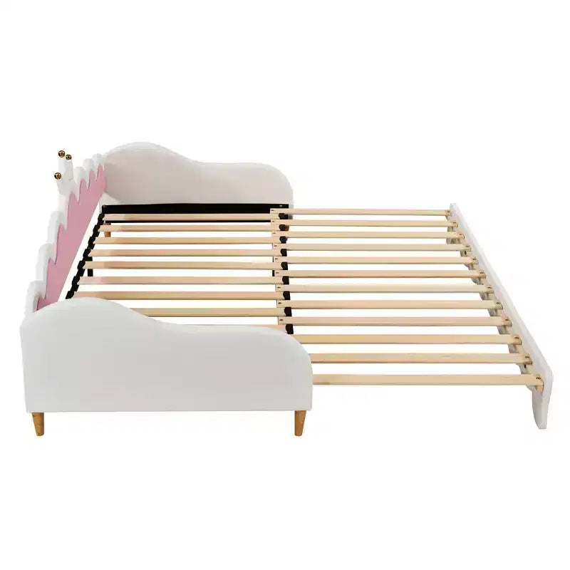 Lit de repos double extensible Whisen, lit de repos princesse moderne rembourré avec tête de lit couronne