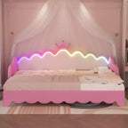 Lit de repos double extensible Whisen, lit de repos princesse moderne rembourré avec tête de lit couronne