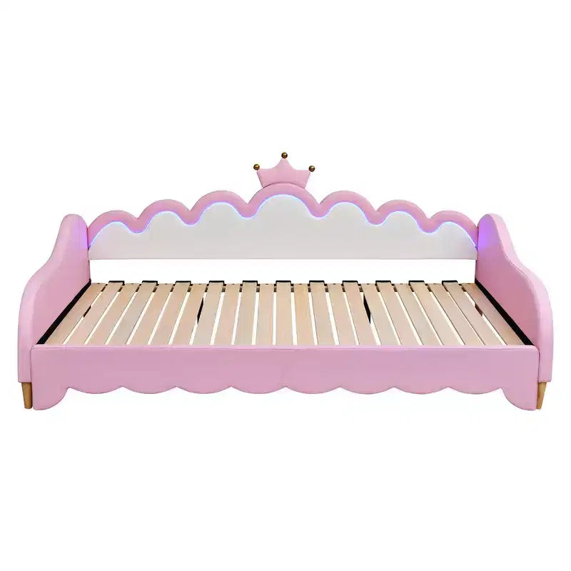 Lit de repos double extensible Whisen, lit de repos princesse moderne rembourré avec tête de lit couronne