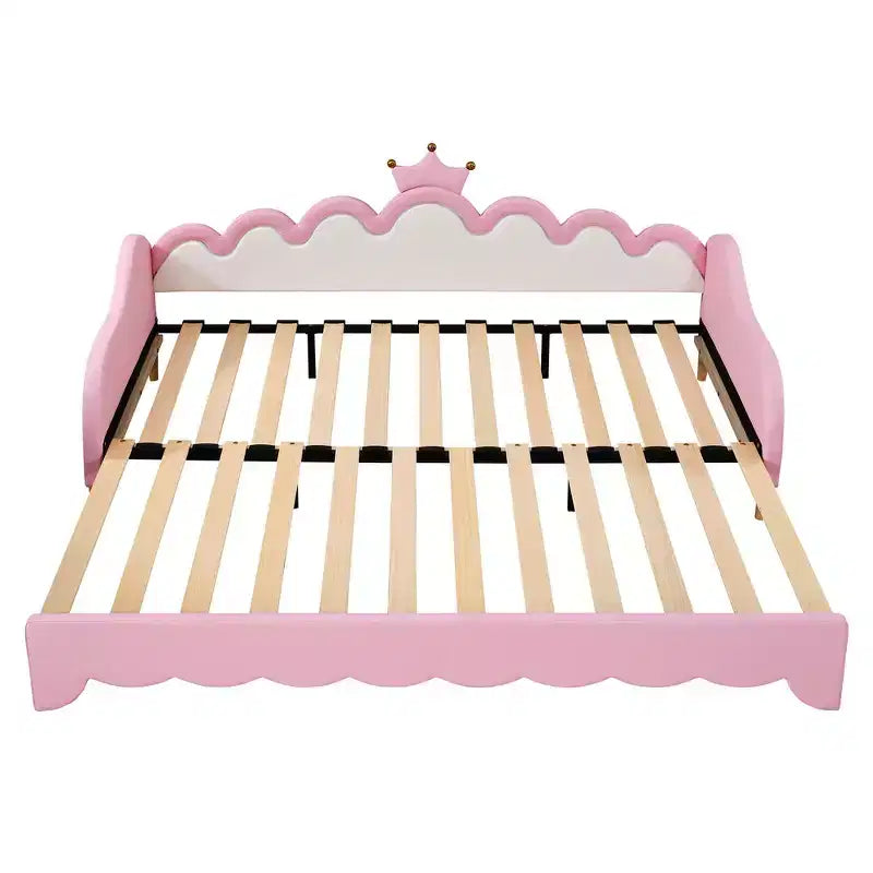 Lit de repos double extensible Whisen, lit de repos princesse moderne rembourré avec tête de lit couronne