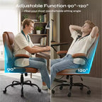 Chaise de bureau ergonomique Pinmoco avec coussin double couche, chaise de jeu avec roulettes et accoudoirs relevables, cuir PU