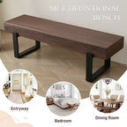 Banc de salle à manger de 59 po en MDF et pieds en métal, usage multiple