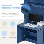 GDFStudio Miguel Garde-manger de cuisine polyvalent avec huche, poste de travail pliable et prise de courant