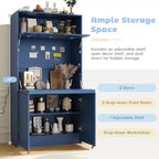 GDFStudio Miguel Garde-manger de cuisine polyvalent avec huche, poste de travail pliable et prise de courant