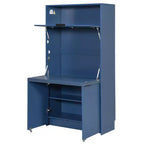 GDFStudio Miguel Garde-manger de cuisine polyvalent avec huche, poste de travail pliable et prise de courant