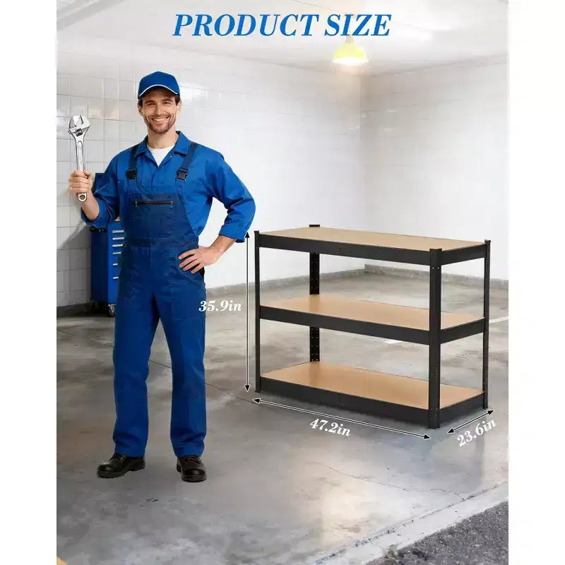 Étagères de garage robustes, étagères de rangement réglables à 3 niveaux, charge de 600 kg, étagères de rangement pour garage, étagère utilitaire en métal