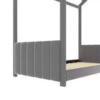Lit cabane en velours Luxystar pour chambre d'enfant, gris