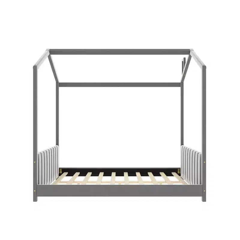 Lit cabane en velours Luxystar pour chambre d'enfant, gris