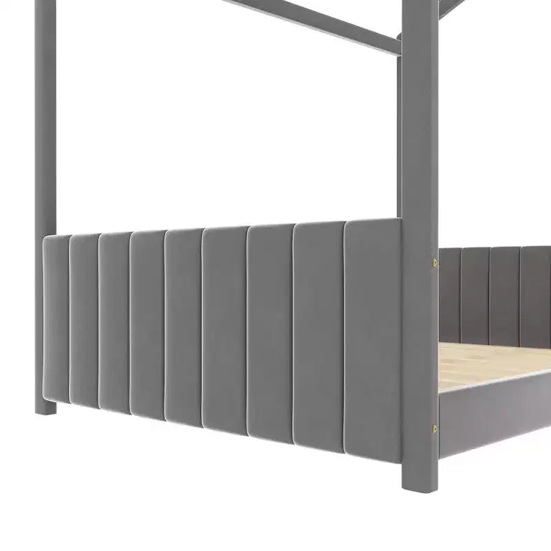 Lit cabane en velours Luxystar pour chambre d'enfant, gris
