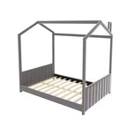 Lit cabane en velours Luxystar pour chambre d'enfant, gris